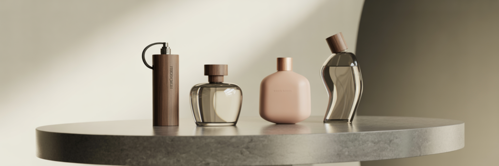 Three modern perfume bottles showcasing 2026 trends