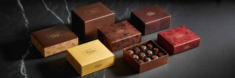 Luxurious custom chocolate gift boxes.